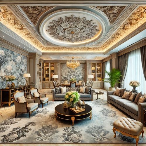 Grandeur living room wall accent floral print wall design ()