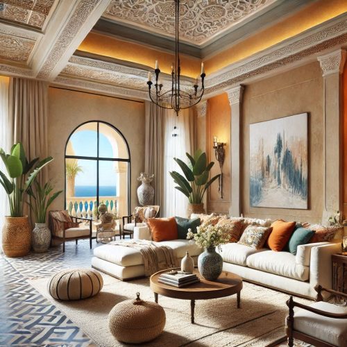 Mediterranean living room design walls coastal