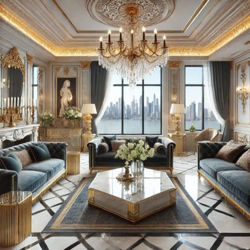 art deco glamour style living room ()