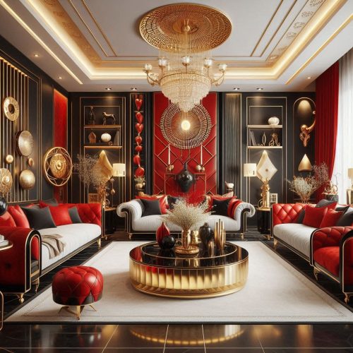 beautiful red black living room luxury