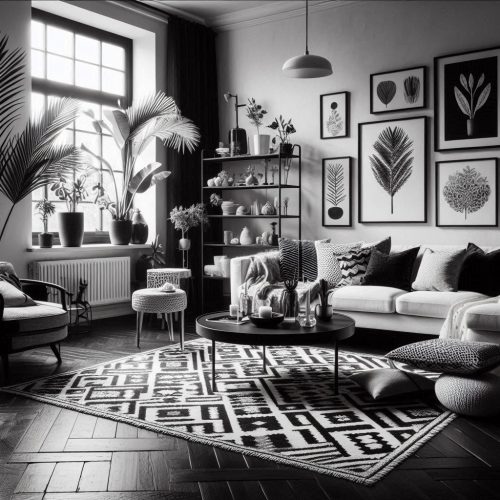 black and white living room idea