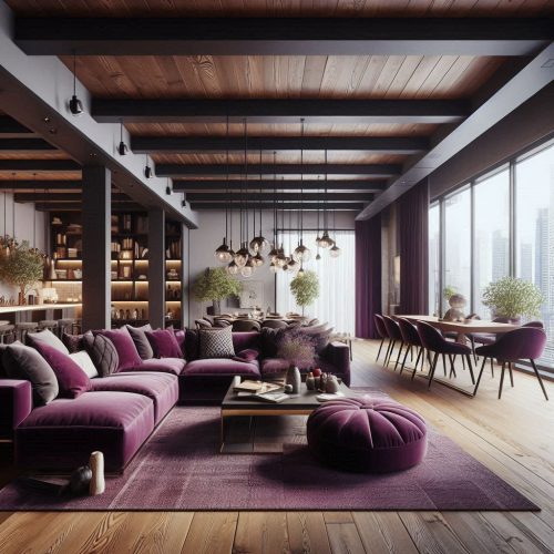 deep plum living room interior