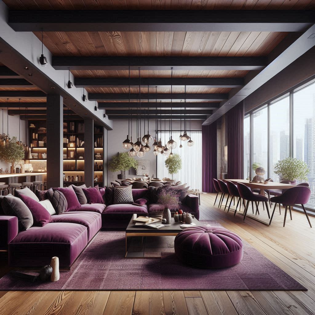 deep plum living room interior