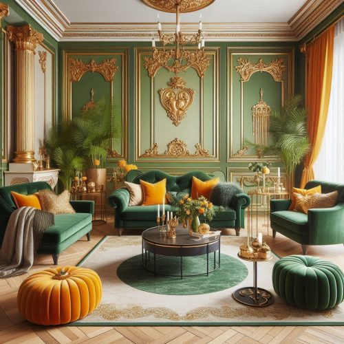 gold mettalic gold living room