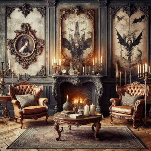 gothic revival living room gothic inpired living room interior ()