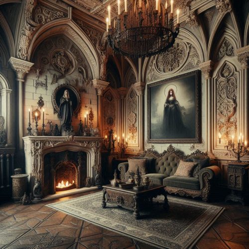 gothic revival living room gothic inpired living room interior ()