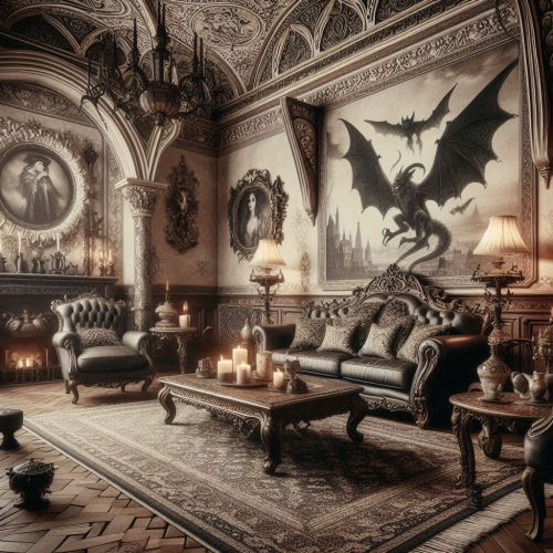 gothic revival living room gothic inpired living room interior ()