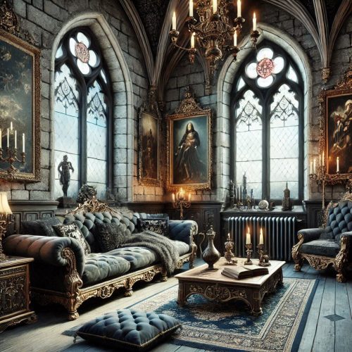 gothic revival living room gothic inpired living room interior ()