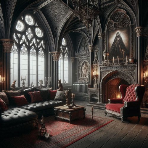 gothic revival living room gothic inpired living room interior ()