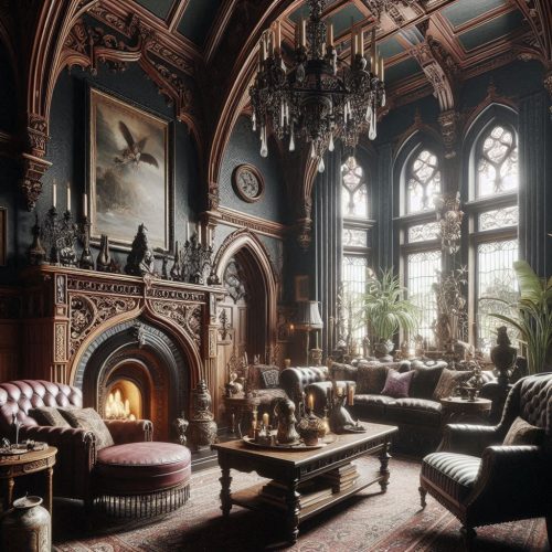 gothic revival living room gothic inpired living room interior ()