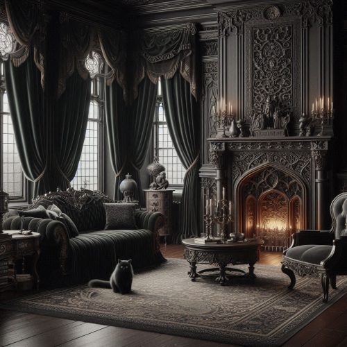 gothic revival living room gothic inpired living room interior ()