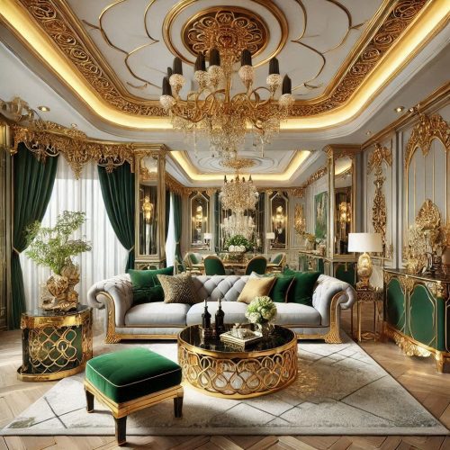 green living room interior