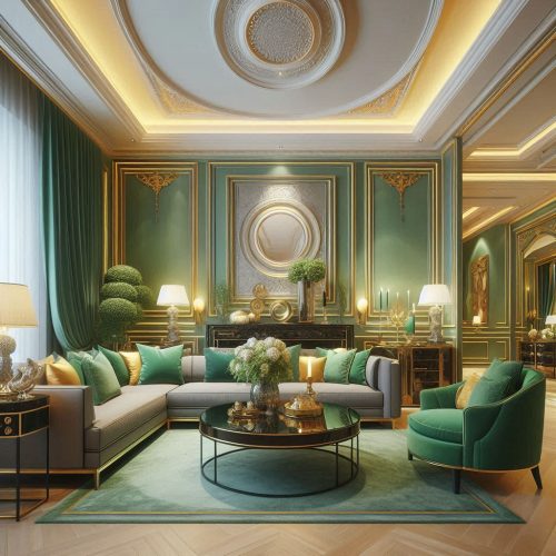 green luxury living room