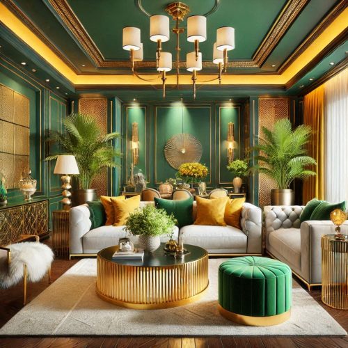 green yellow living room
