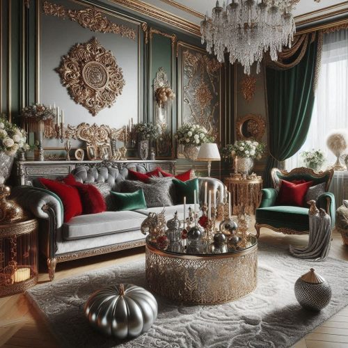 grey green theme luxury living room