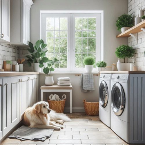 laundry room with cabinets shelves stackable machine drying racks ()