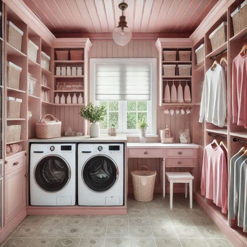 laundry room with cabinets shelves stackable machine drying racks ()