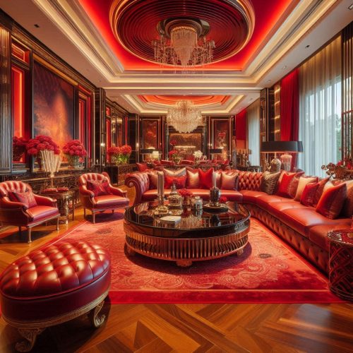 leather red sofa luxury living room