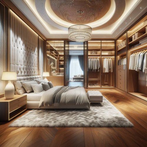 modern small bedroom with wardrobe design idea ()