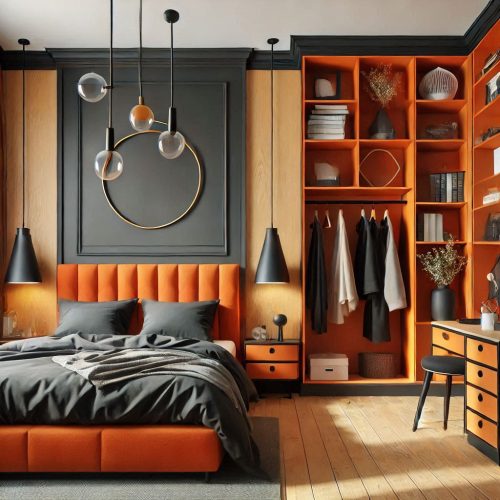 modern small bedroom with wardrobe design idea ()