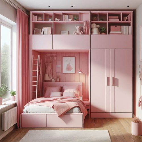 modern small bedroom with wardrobe design idea ()