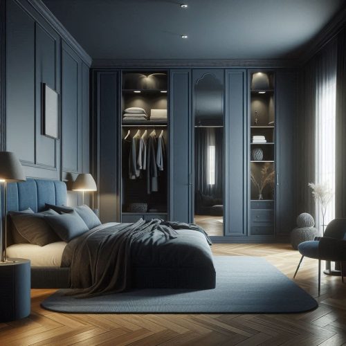 modern small bedroom with wardrobe design idea ()