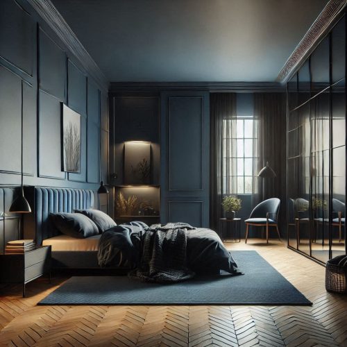 modern small bedroom with wardrobe design idea ()