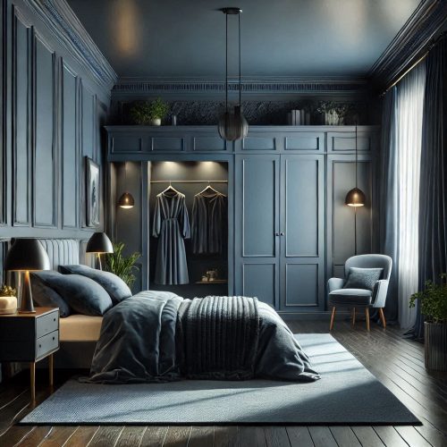 modern small bedroom with wardrobe design idea ()