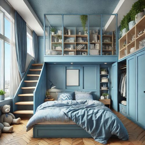 modern small bedroom with wardrobe design idea ()