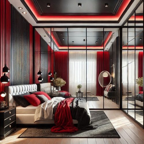 modern small bedroom with wardrobe design idea ()
