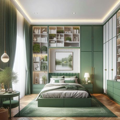modern small bedroom with wardrobe design idea ()