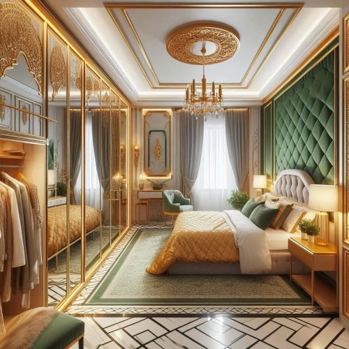 modern small bedroom with wardrobe design idea ()