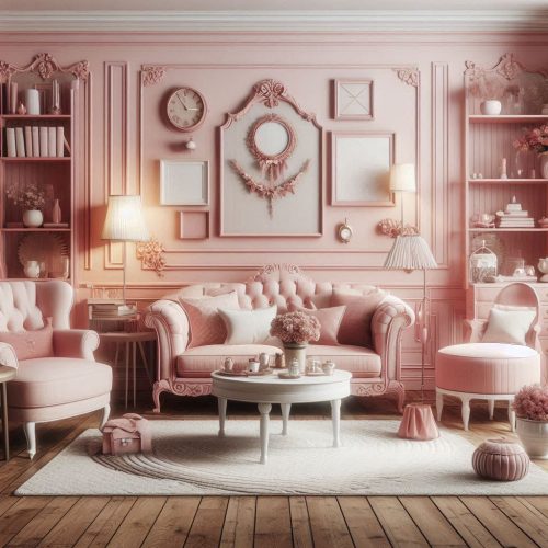 pink vintage living room design