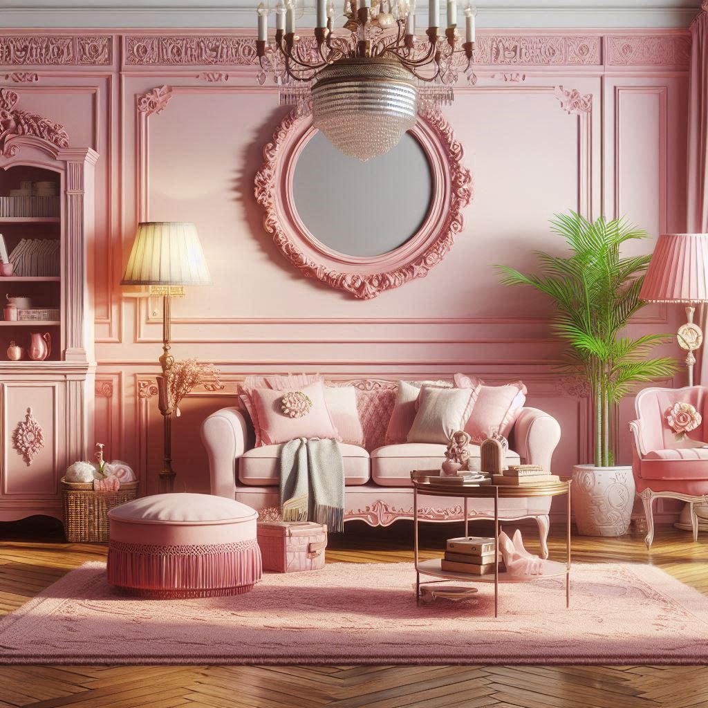 pink vintage living room idea