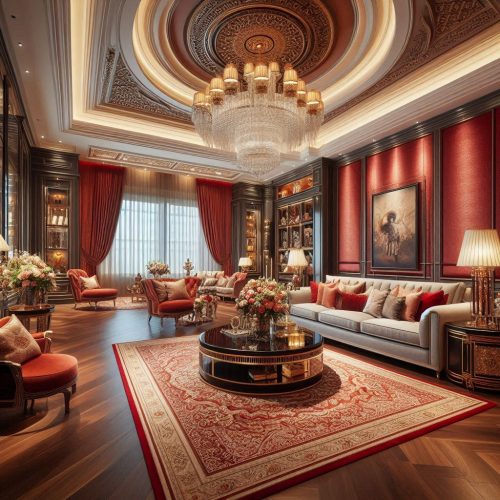 red luxury living room
