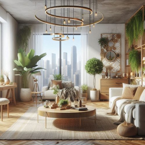urban oasis living room with natural elements ()