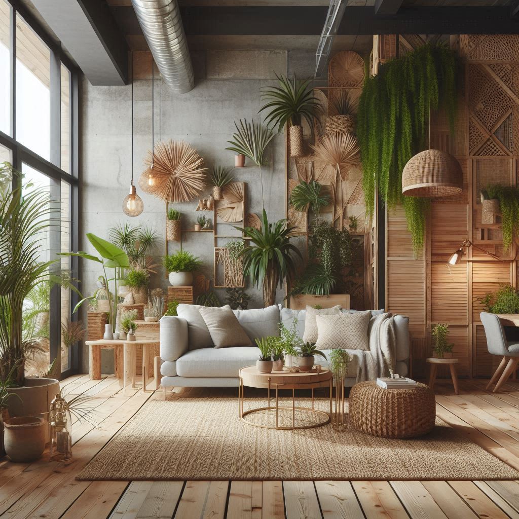 urban oasis living room with natural elements ()