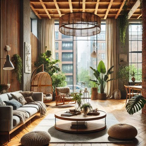 urban oasis living room with natural elements ()