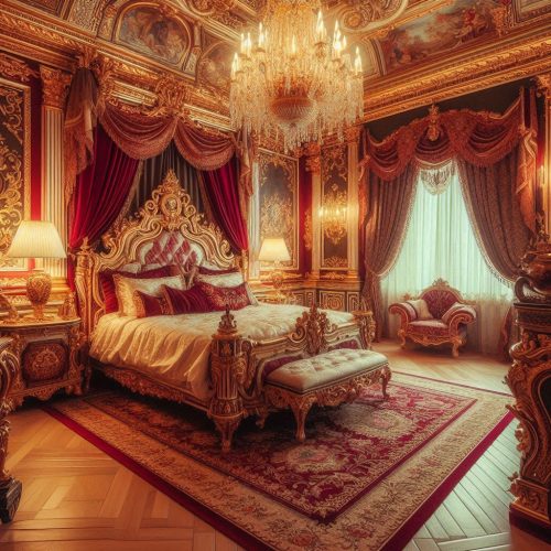 victorian masion regal time living room kitchen bedroom dinning room decor gold red ()