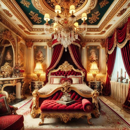 victorian masion regal time living room kitchen bedroom dinning room decor gold red ()