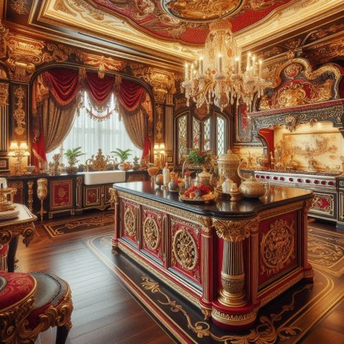 victorian masion regal time living room kitchen bedroom dinning room decor gold red ()
