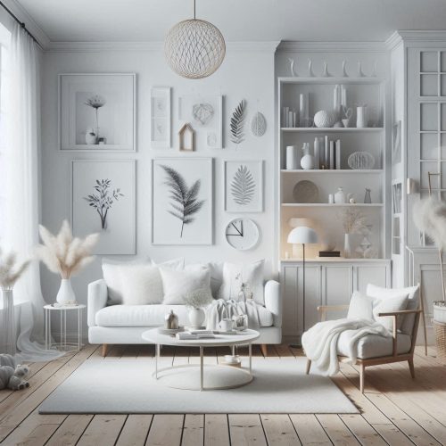 white aesthetics for living room interior ()